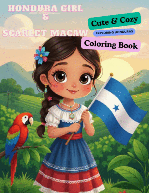 honduras-girl-and-scarlet-macaw-coloring-book