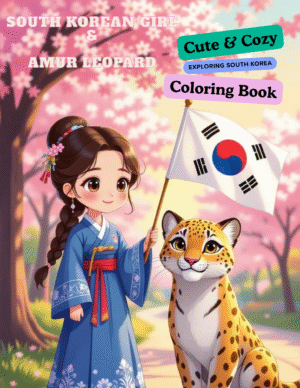 south-korean-girl-and-amur-leopard-coloring-book