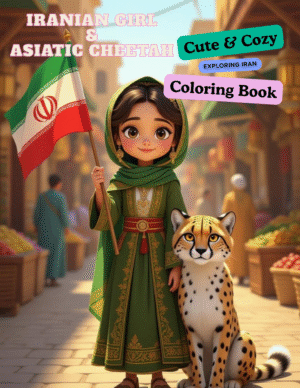 iranian-girl-and-asiatic-cheetah-coloring-book