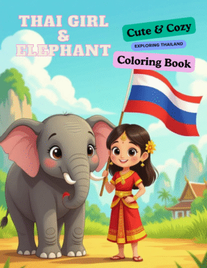 thai-girl-and-elephant-coloring-book