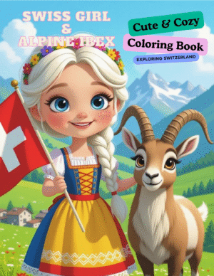 swiss-girl-and-alpine-ibex-coloring-book