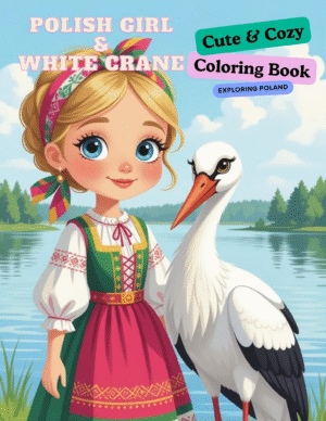 polish-girl-and-white-crane-coloring-book